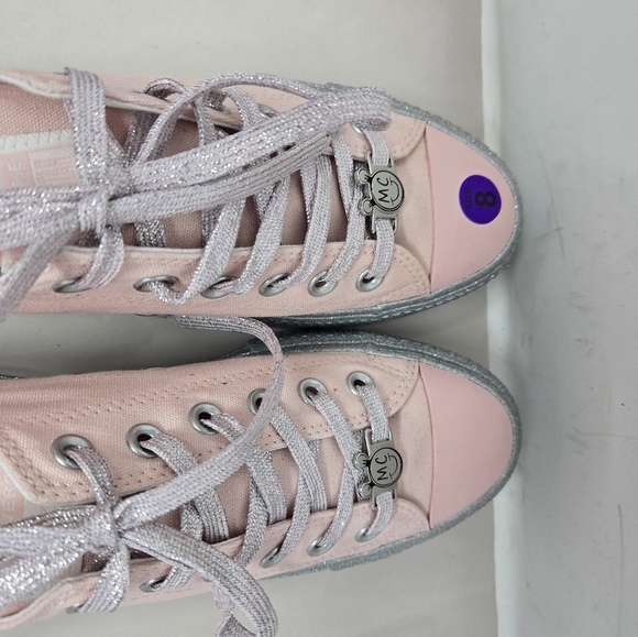 Converse All Star X Miley Cyrus Pink Canvas Sneakers Sz 8 Silver Metallic Sparks - Picture 7 of 12